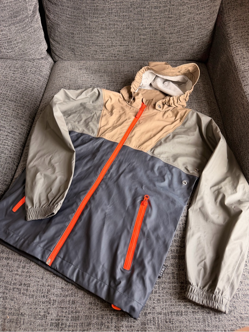 Kids Colorblock Raincoat with Orange Zippers - Unbranded